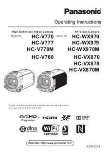 Panasonic HC WX970M Printed Manual